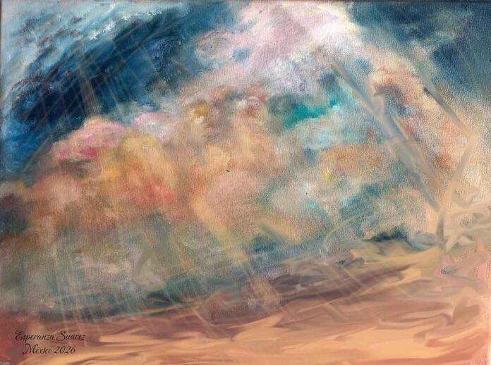 Tormenta en la playa, obra de Esperanza Suárez